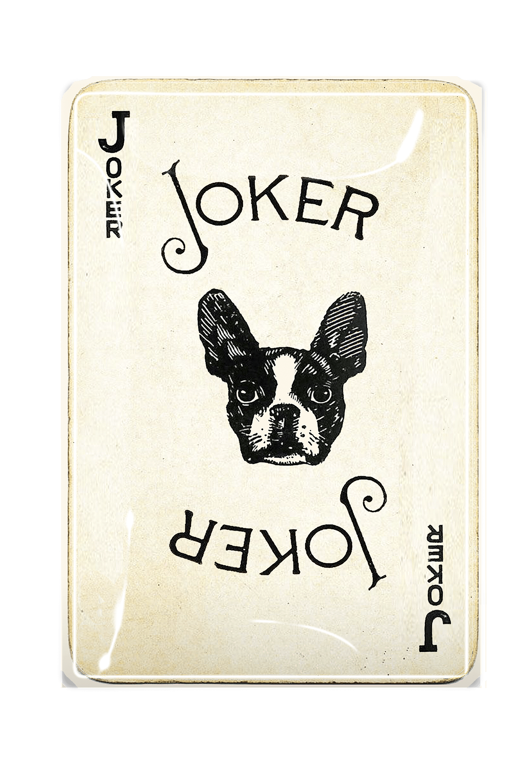 Frenchie Joker Playing Card Decoupage Glass Tray - Bensgarden.com