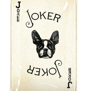 Frenchie Joker Playing Card Decoupage Glass Tray - Bensgarden.com