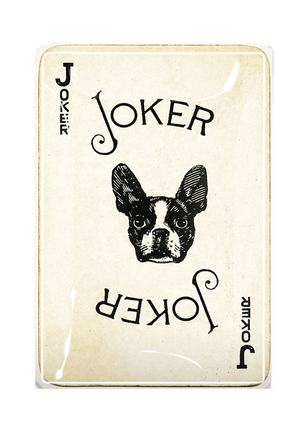 Frenchie Joker Playing Card Decoupage Glass Tray - Bensgarden.com