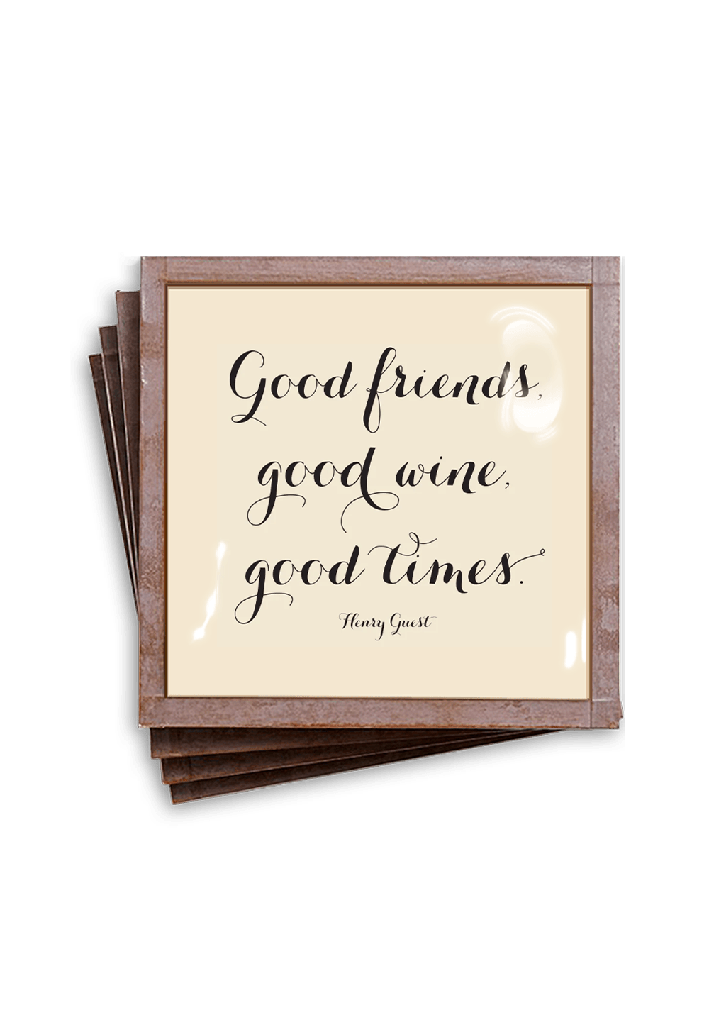 Good Friends, Good Times Copper & Glass Coasters, Set of 4 - Bensgarden.com