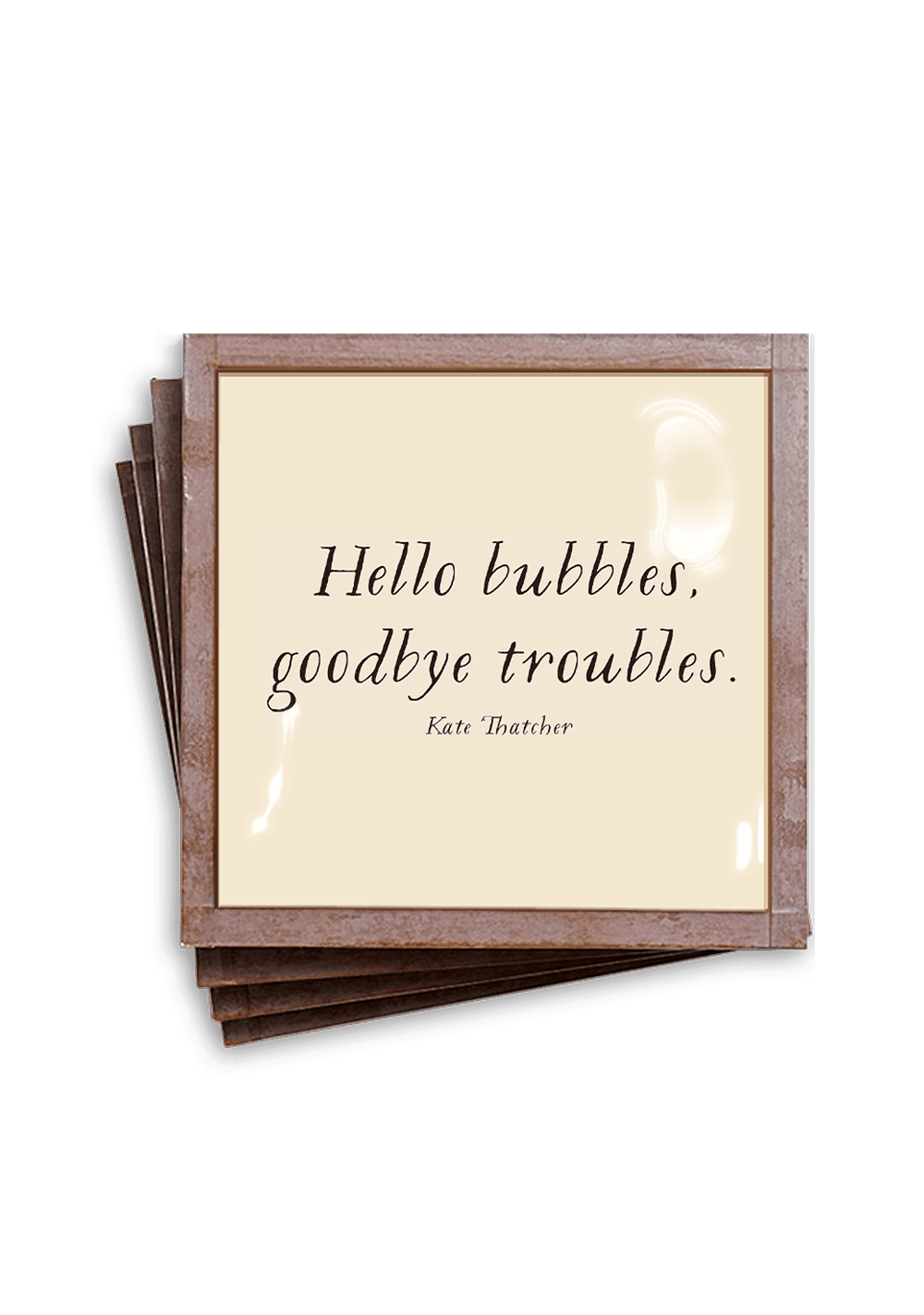 Hello Bubbles, Goodbye Troubles Copper & Glass Coasters, Set of 4 - Bensgarden.com