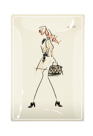 High Fashion Sketch Decoupage Glass Tray - Bensgarden.com