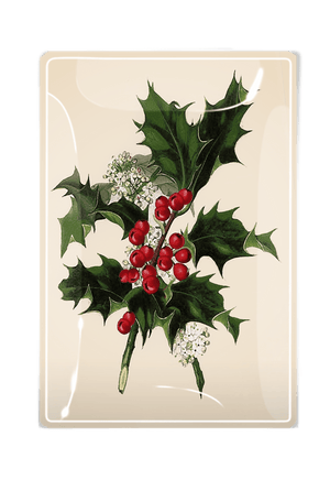 Holly Sprig Decoupage Glass Tray - Bensgarden.com