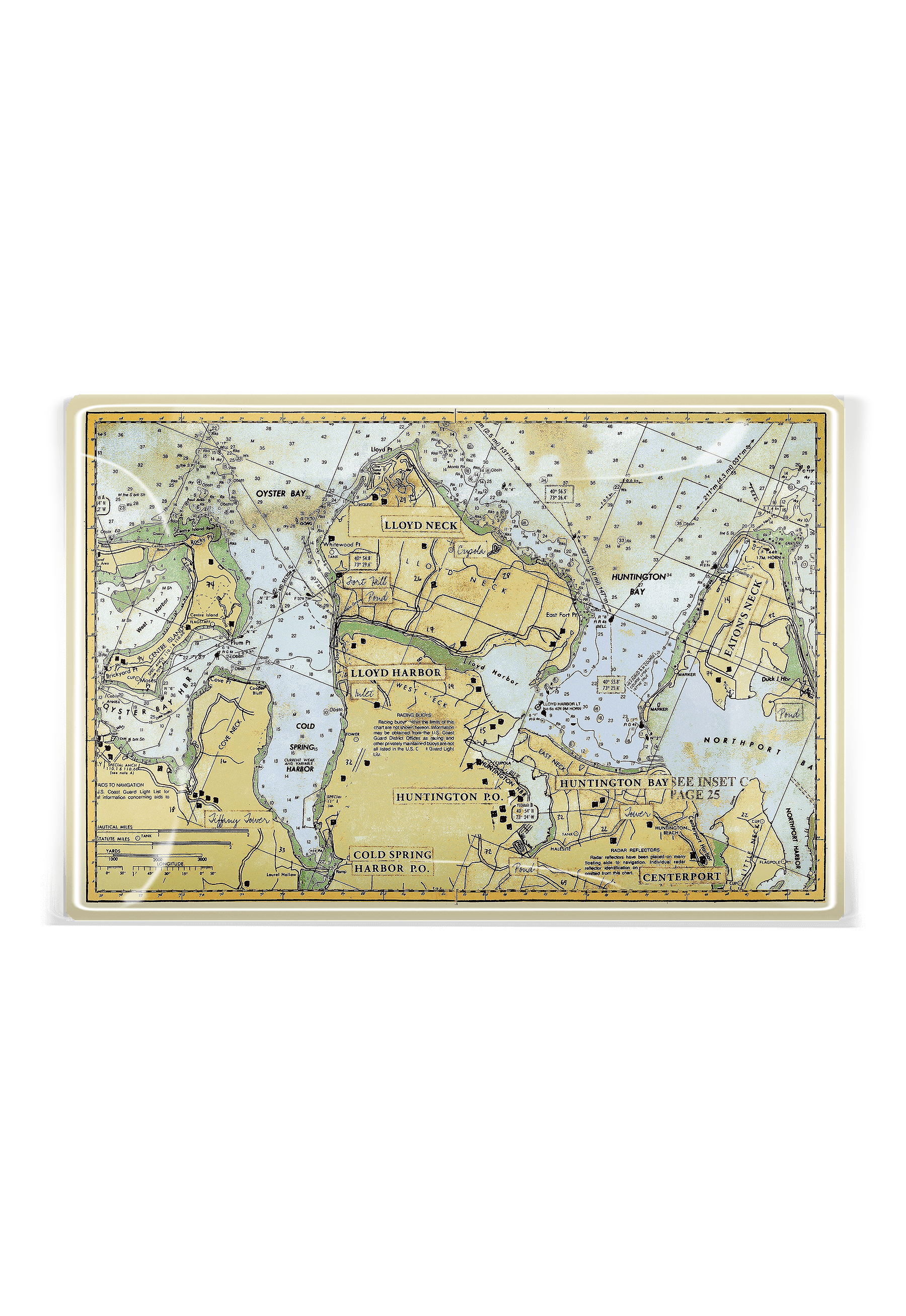 Huntington Nautical Chart, Long Island Map Glass Tray - Bensgarden.com