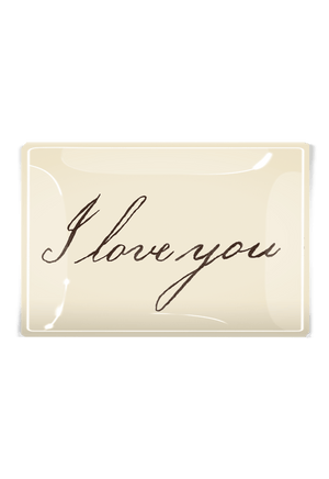 I Love You Script Decoupage Glass Tray - Bensgarden.com