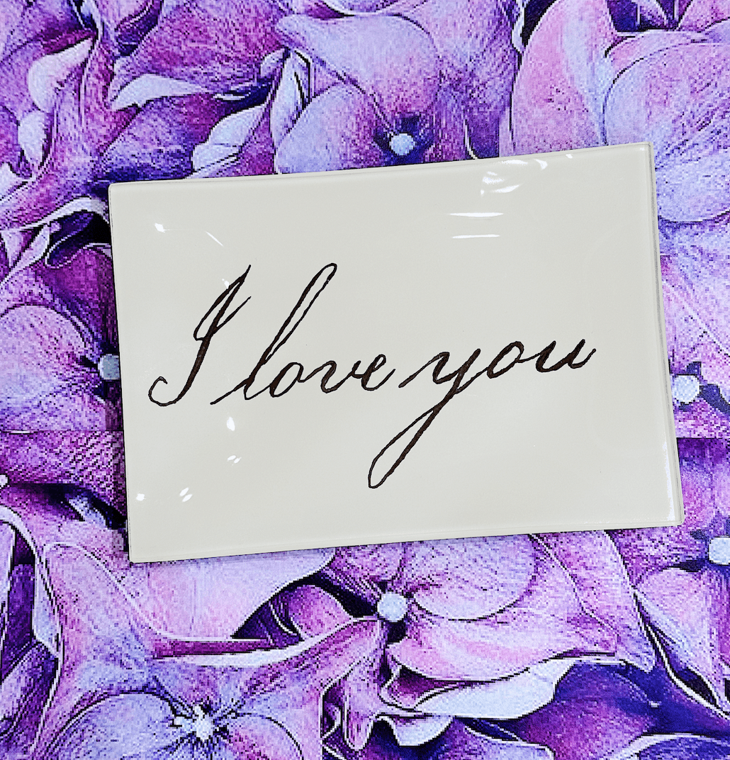 I Love You Script Decoupage Glass Tray - Bensgarden.com