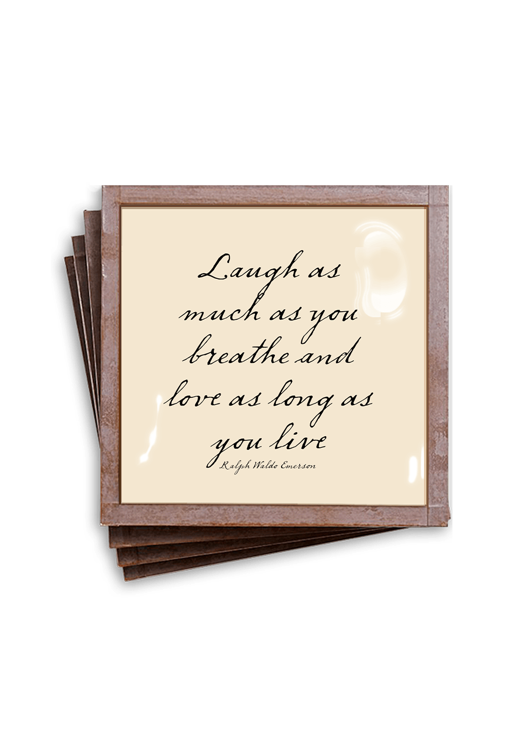 Laugh As Much As You Breathe Copper & Glass Coasters, Set of 4 - Bensgarden.com