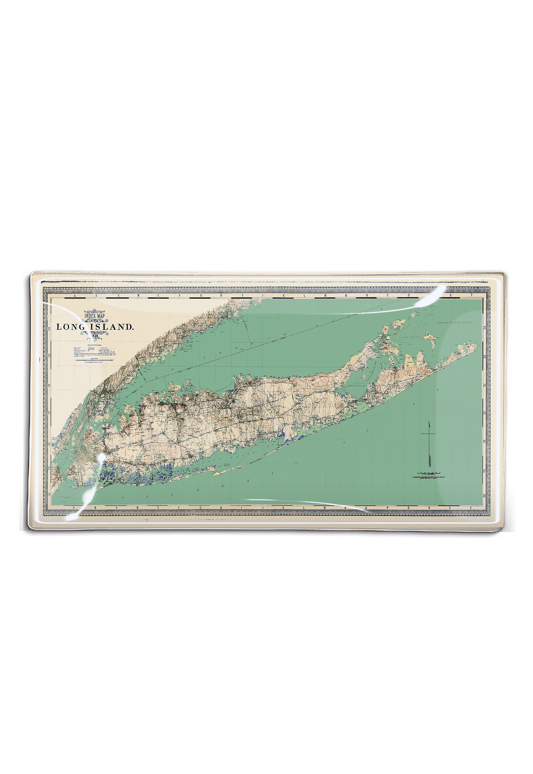 Long Island Sea Coast Map Decoupage Glass Tray - Bensgarden.com