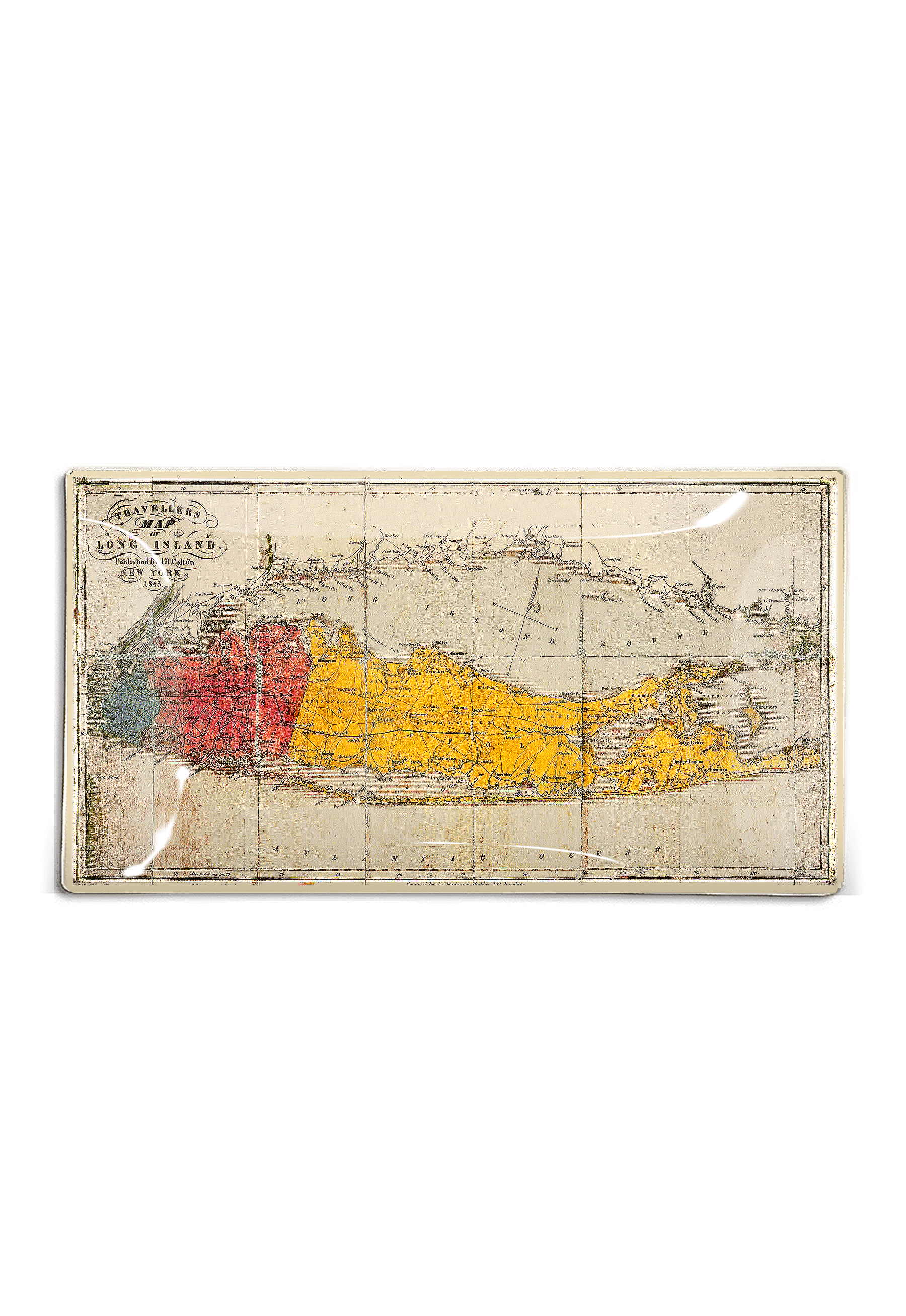 Long Island Travellers Map Decoupage Glass Tray - Bensgarden.com