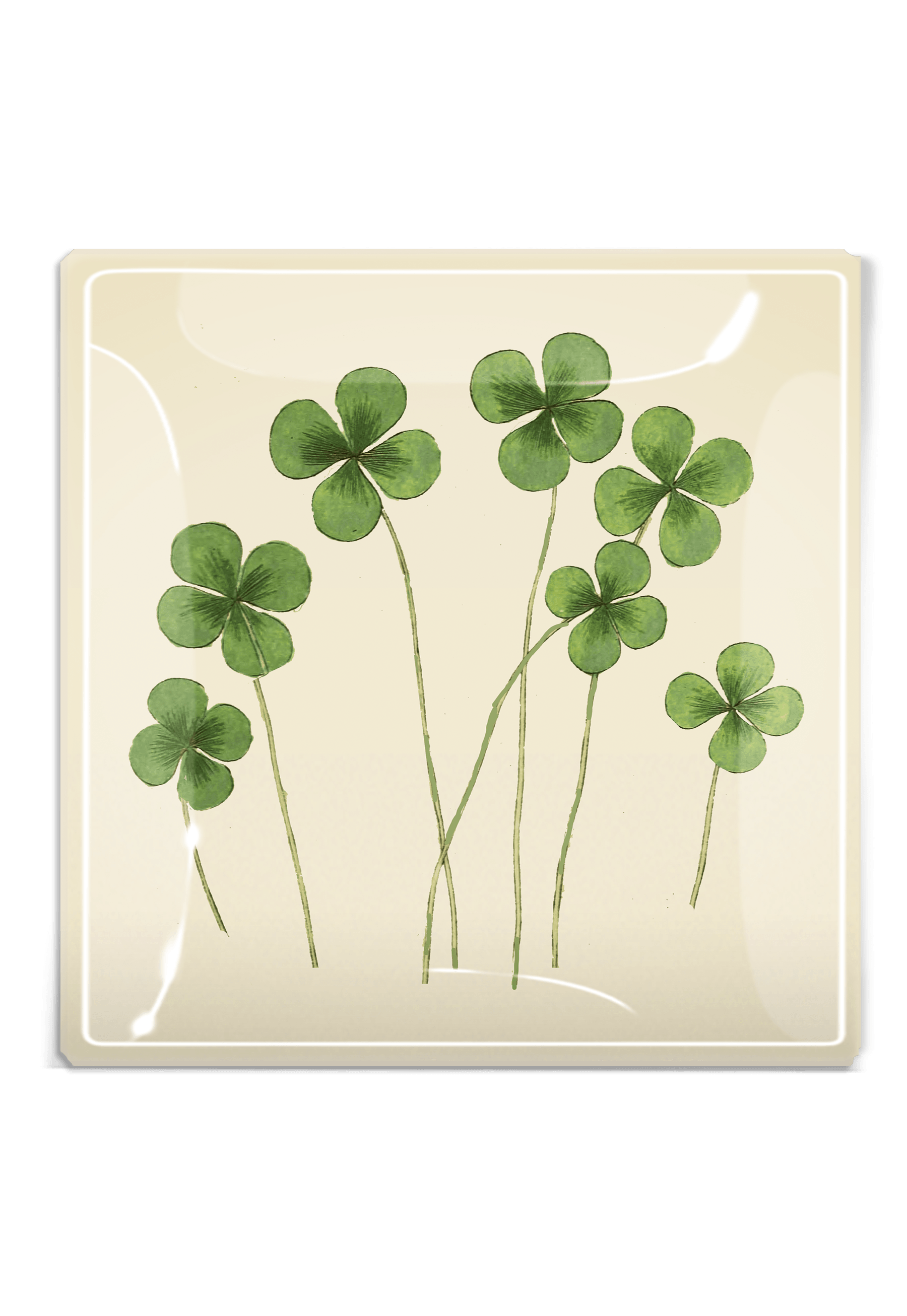 Lucky Seven Clovers Decoupage Glass Tray - Bensgarden.com