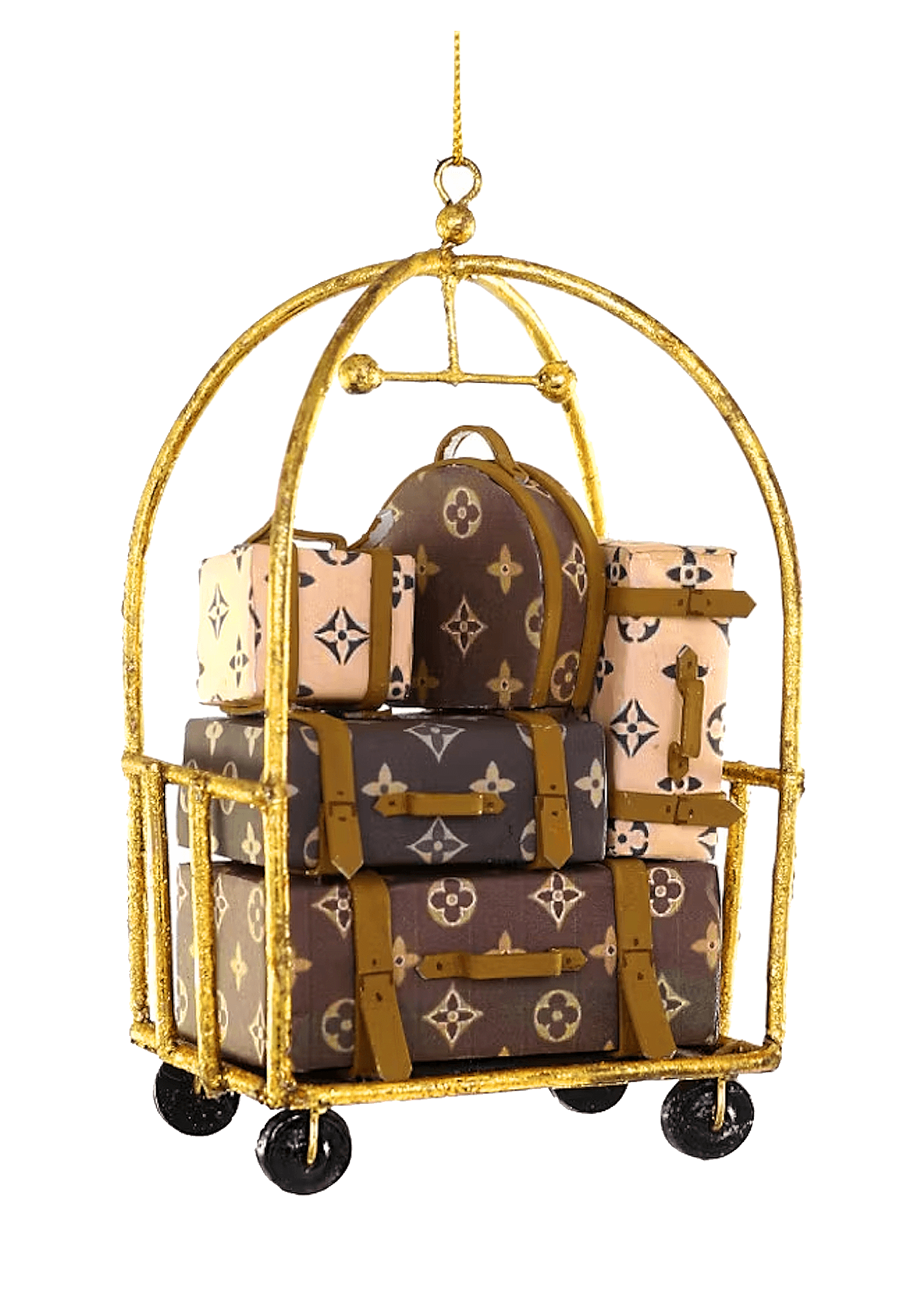 Fancy LV Luggage Luxury Hotel Cart Christmas Ornament