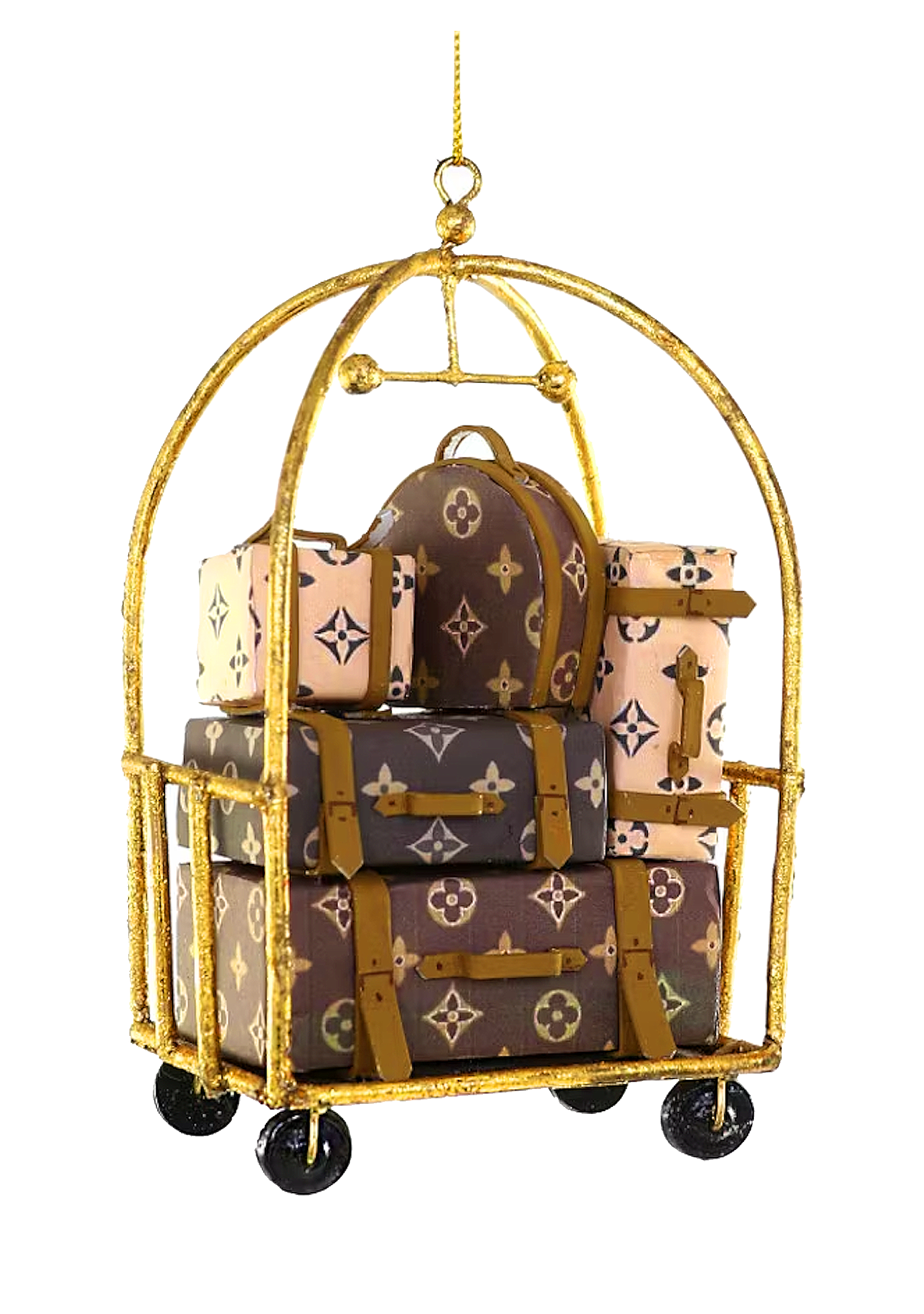 Fancy Fashion Luggage Luxury Hotel Cart Christmas Ornament