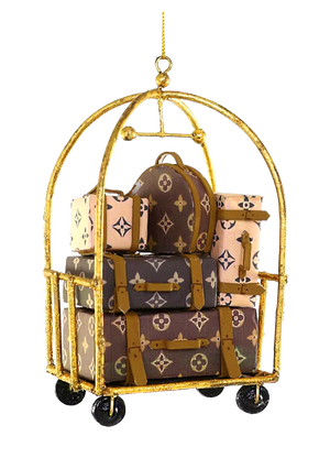 Fancy Fashion Luggage Luxury Hotel Cart Christmas Ornament