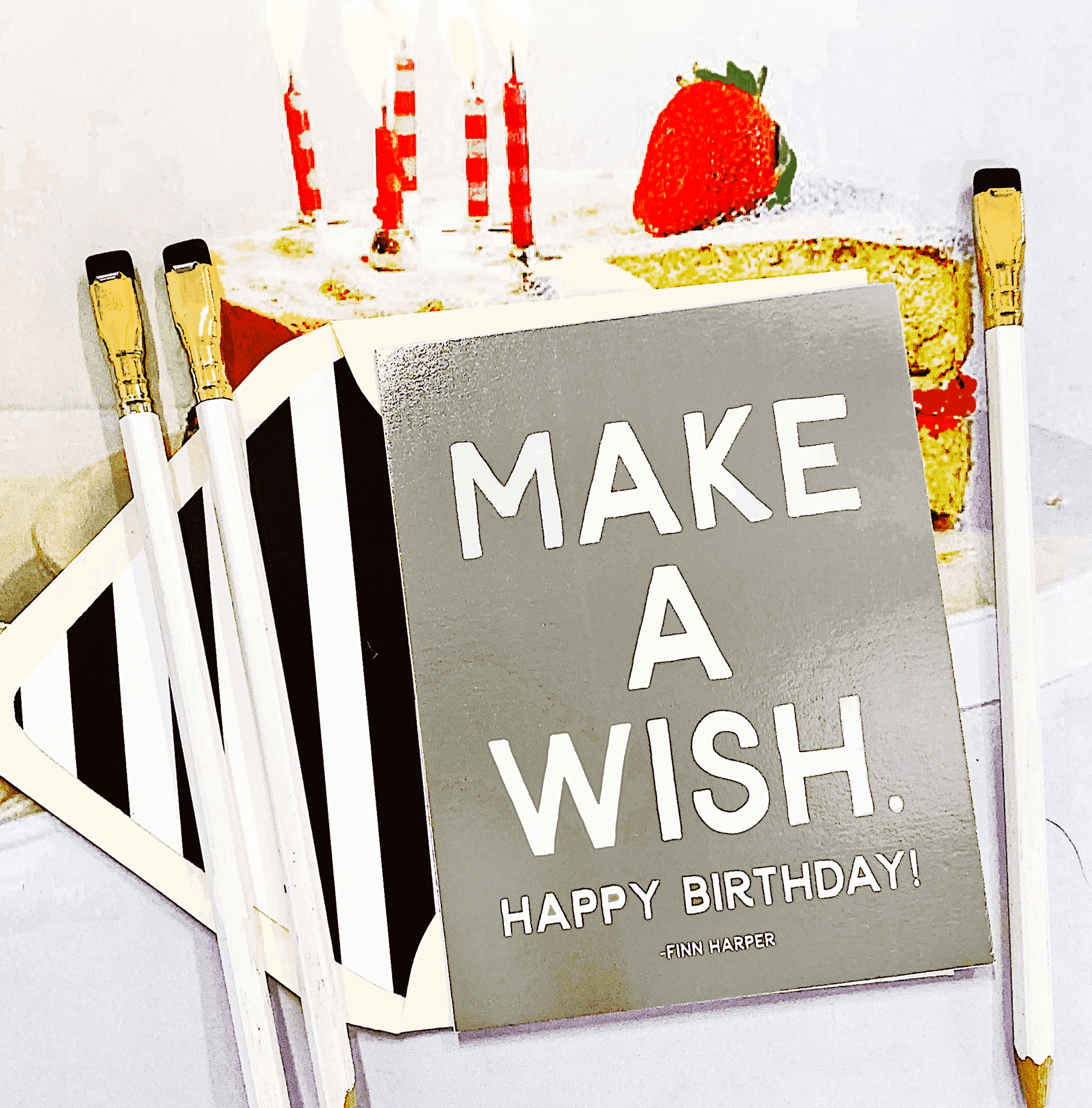 Make A Wish Happy Birthday Greeting Card, Single Folded Card - Bensgarden.com