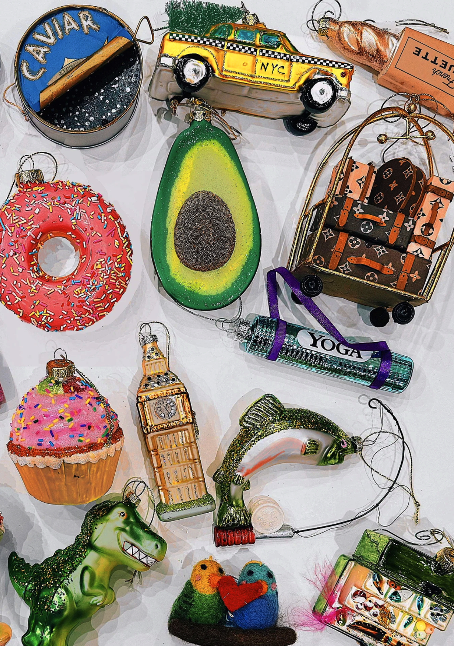 New York City Old Fashioned Yellow Taxi with Christmas Tree Christmas Ornament