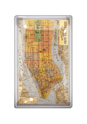 Outline & Index of New York City Map Decoupage Glass Tray