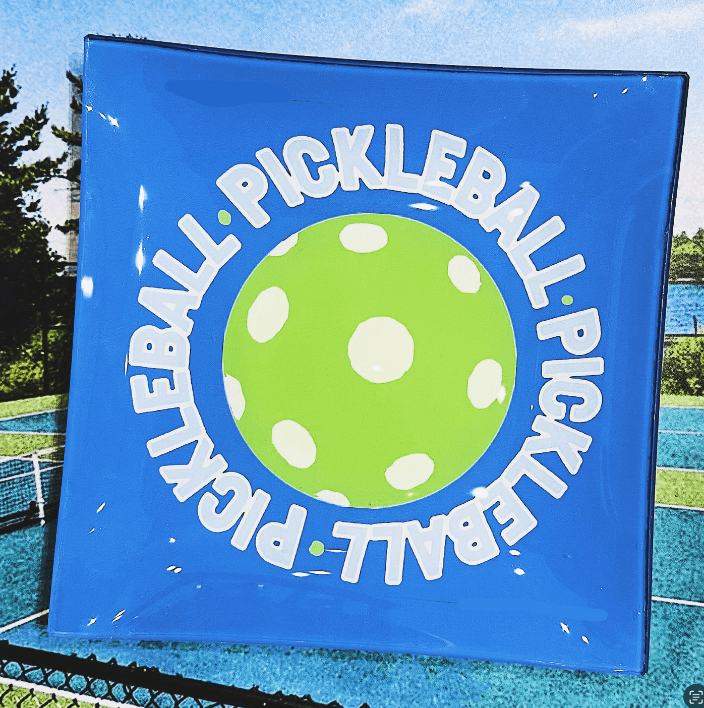 Pickleball Royal Blue Decoupage Glass Tray - Bensgarden.com