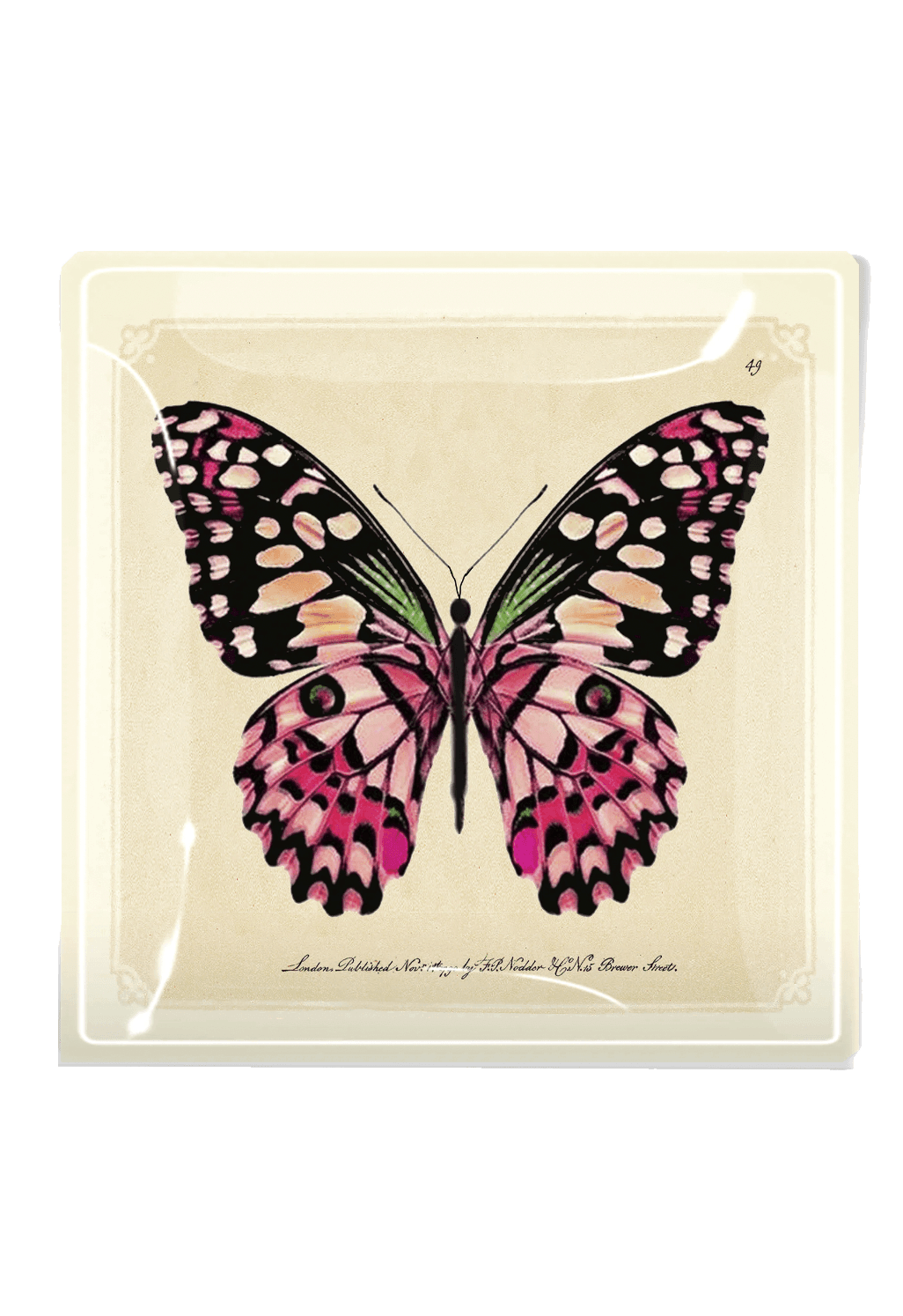 Pink Butterly Decoupage Glass Tray - Bensgarden.com