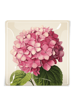 Pink Hydrangea Decoupage Glass Tray - Bensgarden.com