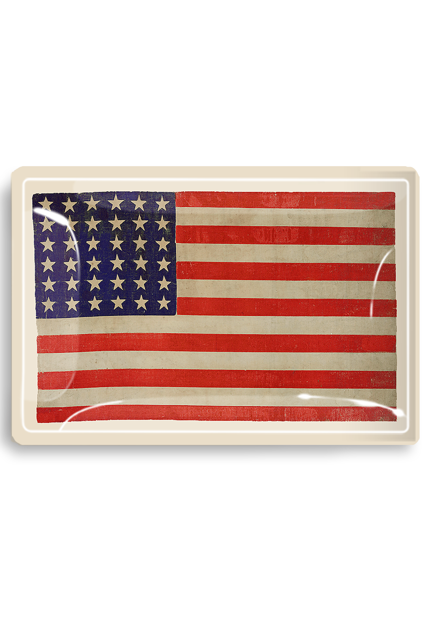 Bensgarden.com | Star Spangled Banner American Flag Decoupage Glass Tray - Ben's Garden. Made in New York City.