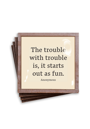 The Trouble With Trouble Copper & Glass Coasters, Set of 4 - Bensgarden.com