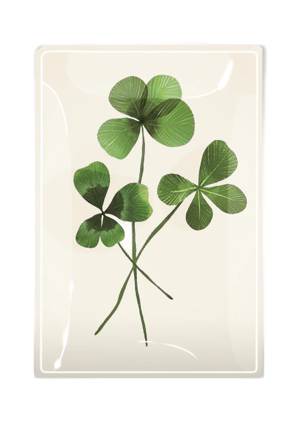 Three Lucky Clover Decoupage Glass Tray