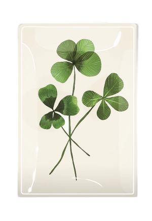 Three Lucky Clover Decoupage Glass Tray