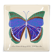 Turquoise Maldives Butterfly Decoupage Glass Tray - Bensgarden.com