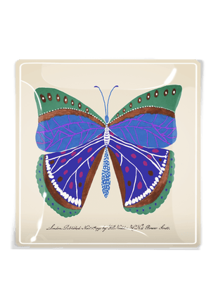 Turquoise Maldives Butterfly Decoupage Glass Tray - Bensgarden.com