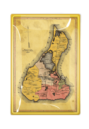 Vintage Block Island Map Decoupage Glass Tray - Bensgarden.com