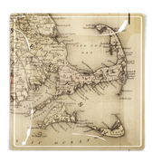 Vintage Cape Cod Map Decoupage Glass Tray - Bensgarden.com