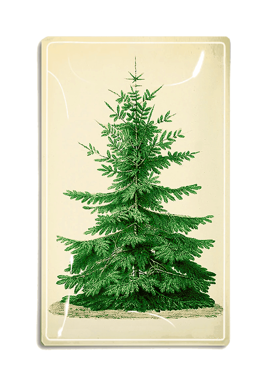 Vintage Christmas Tree Decoupage Glass Tray