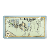 Vintage East Hampton Long Island Map Decoupage Glass Tray - Bensgarden.com