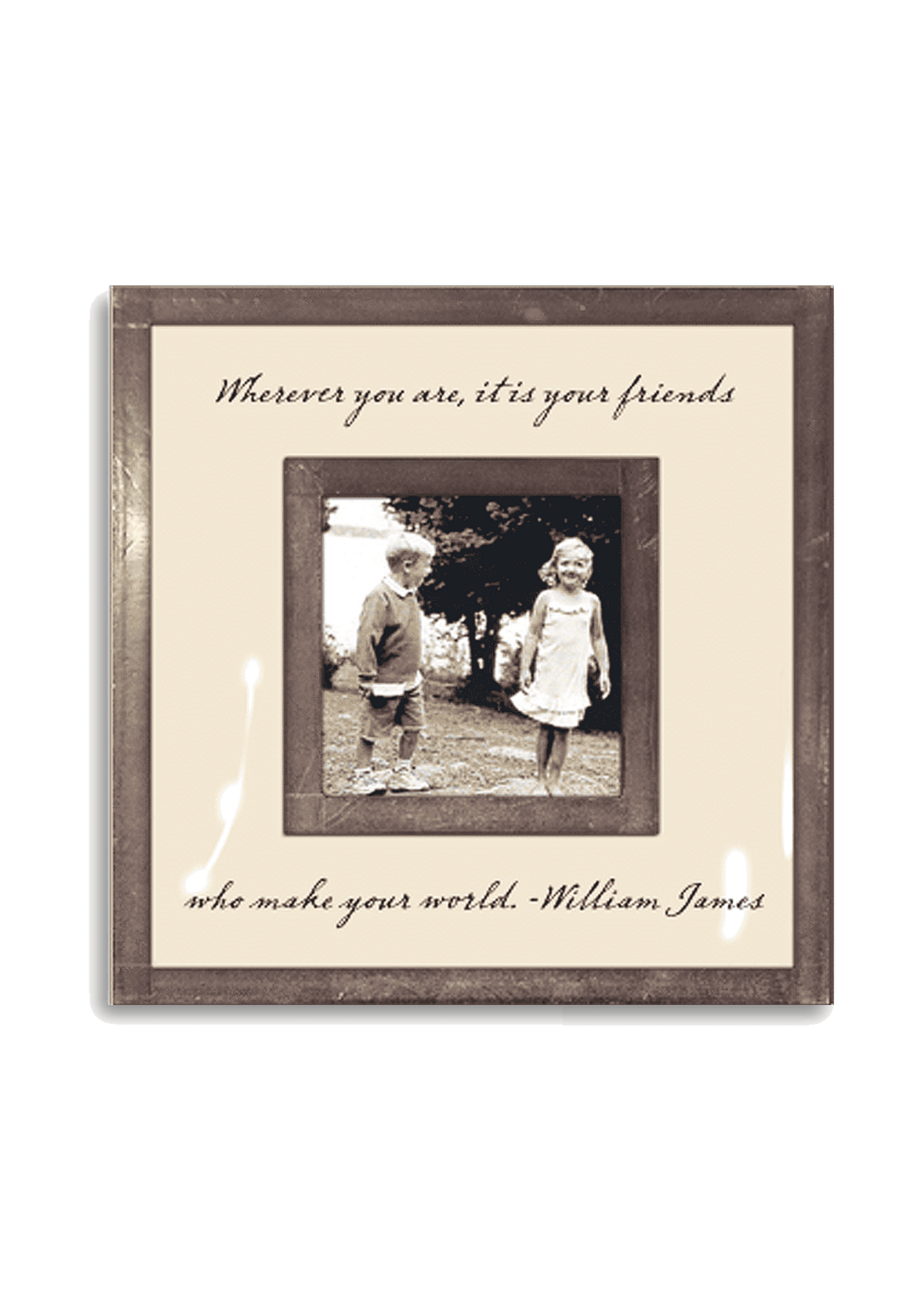 Wherever You Are It Is Your Friends 3"x 3" Copper & Glass Photo Frame - Bensgarden.com