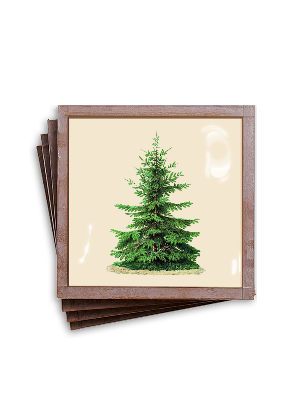 Bensgarden.com | Vintage Christmas Tree Copper & Glass Coaster, Set of 4 - Ben's Garden. Made in New York City.