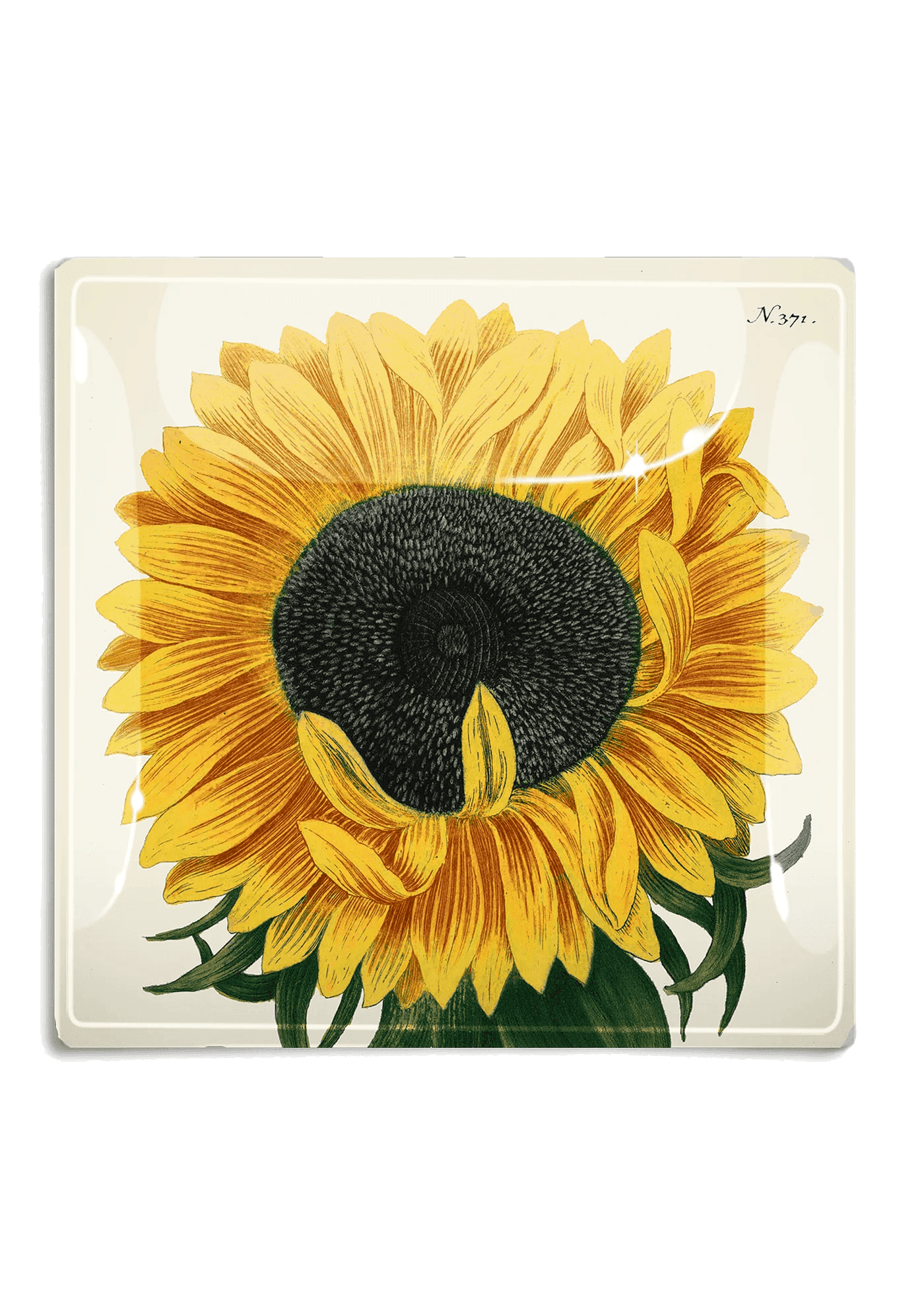 Yellow Sunflower Decoupage Glass Tray - Bensgarden.com