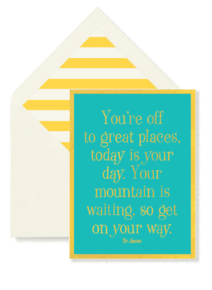 Bensgarden.com | You're Off To Great Places. Greeting Card, Single Folded Card - Ben's Garden. Made in New York City.