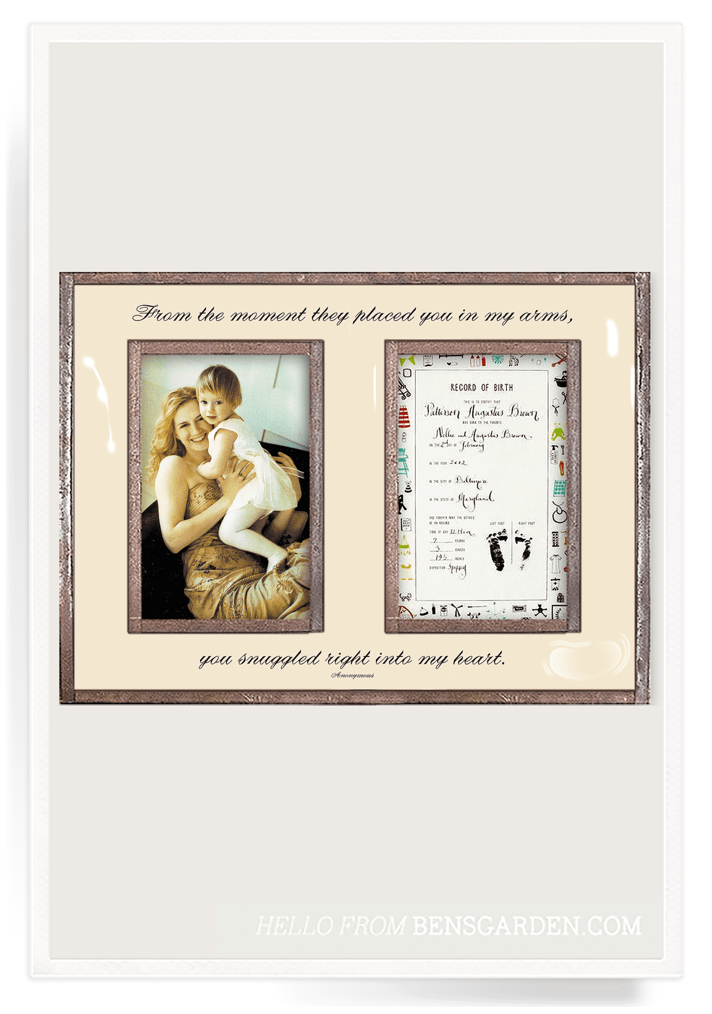 Bensgarden.com | From The Moment They Placed You Double 5"x 7" Copper & Glass Photo Frame - Ben's Garden. Made in New York City.