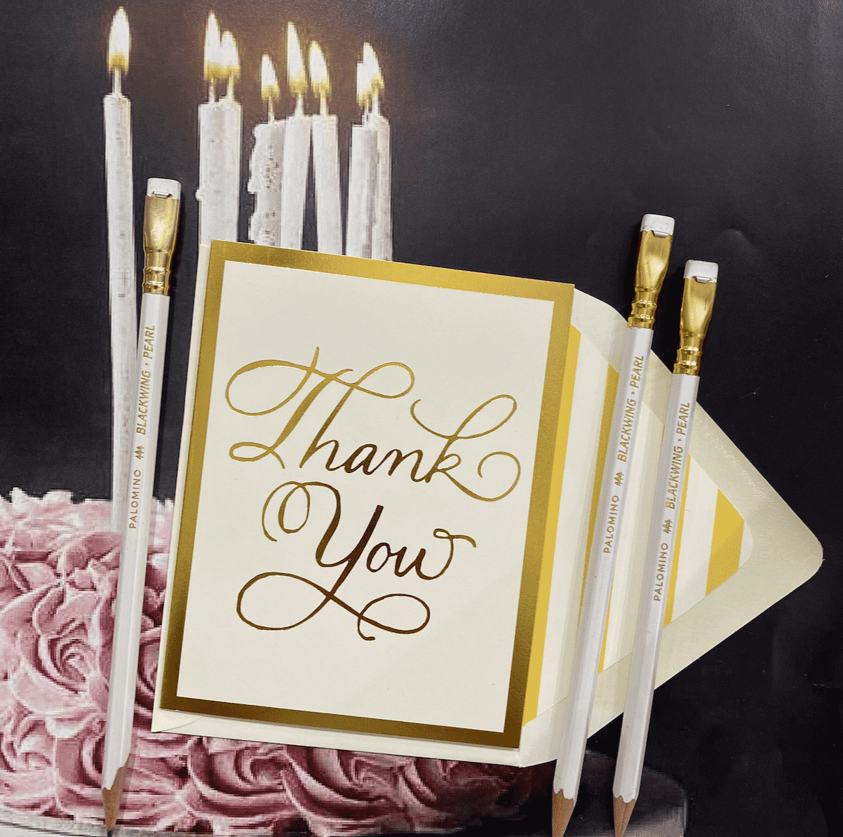 Thank You Fancy Script Greeting Card, Single Folded Card or Boxed Set of 8 - Bensgarden.com