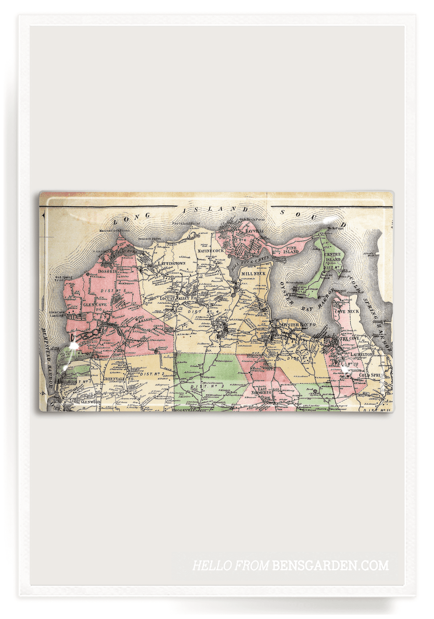 1894 Oyster Bay Estate, Gold Coast Long Island, Estate Map Glass Tray - Bensgarden.com