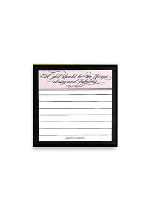 Bensgarden.com | 100-Page A Girl Should Be Two Things Classy Scribble-It Stickies Pad - Ben's Garden. Made in New York City.