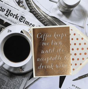Bensgarden.com | Coffee Keeps Me Busy Greeting Card, Single Folded Card or Boxed Set of 8 - Ben's Garden. Made in New York City.
