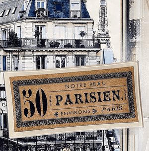 50 Parisian Ticket Brown Decoupage Glass Tray - Bensgarden.com