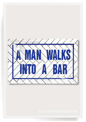 A Man Walks Into A Bar Decoupage Glass Tray - Bensgarden.com