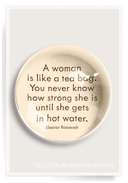 A Woman Is Like A Teabag French Crystal Dome Paperweight - Bensgarden.com
