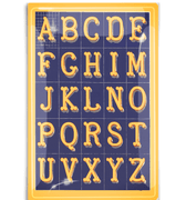 Alphabet Blue and Yellow Fancy Lettering Decoupage Glass Tray - Bensgarden.com