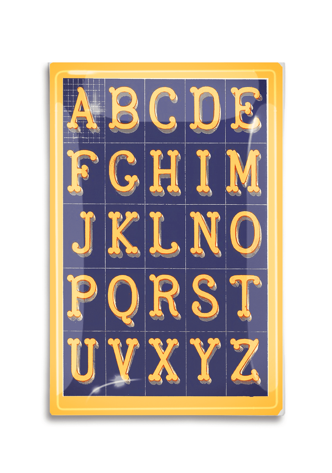 Alphabet Blue and Yellow Fancy Lettering Decoupage Glass Tray - Bensgarden.com
