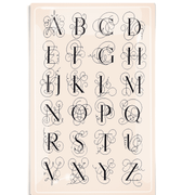 Alphabet Elegant Calligraphy Decoupage Glass Tray - Bensgarden.com