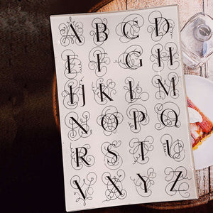 Alphabet Elegant Calligraphy Decoupage Glass Tray - Bensgarden.com