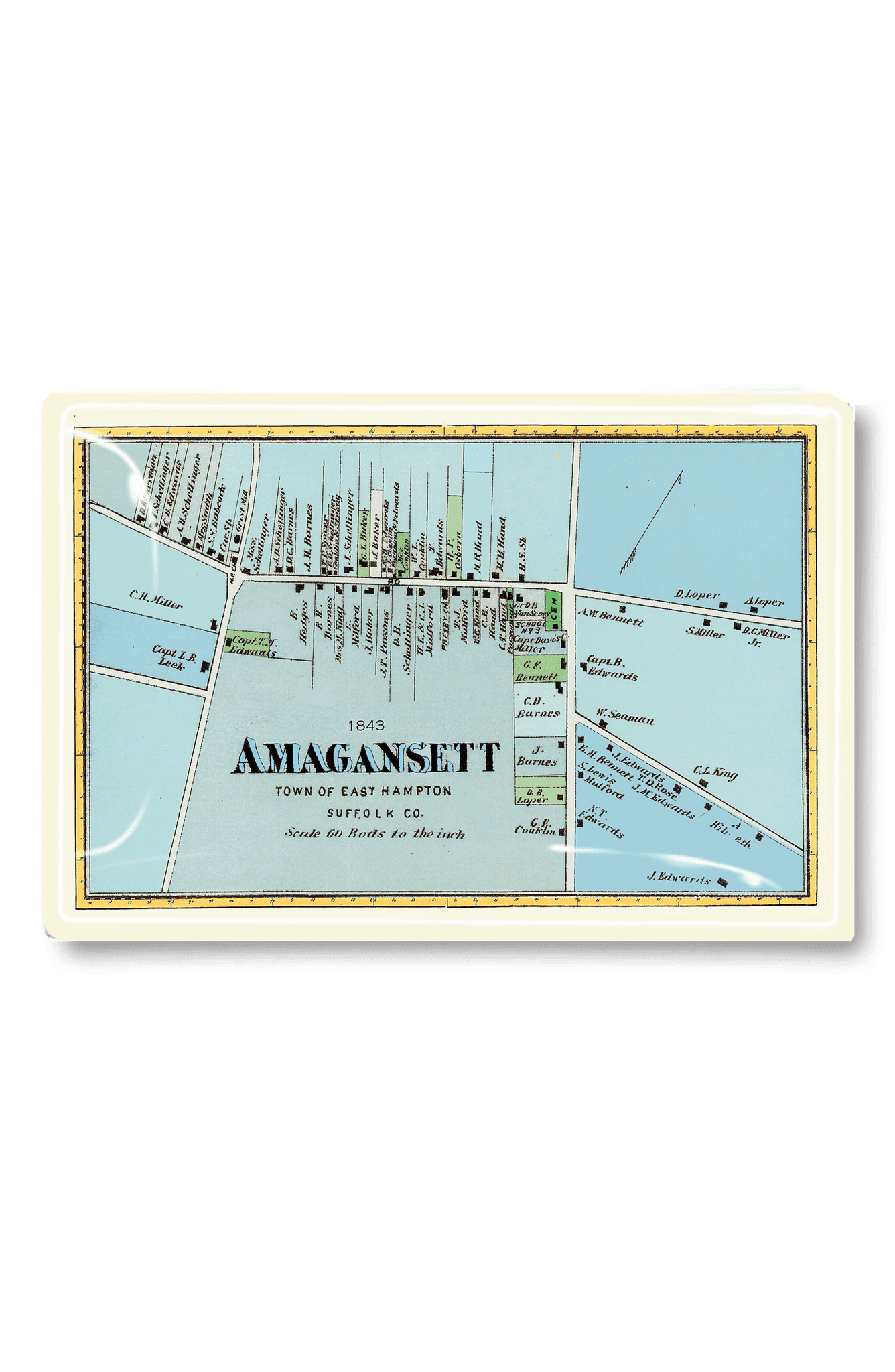 Amagansett Vintage Map Decoupage Glass Tray - Bensgarden.com